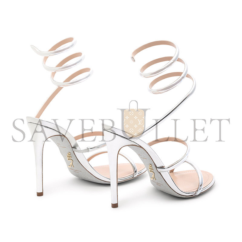 RENÉ CAOVILLA CLEO METALLIC SILVER SANDAL 105 C12351
